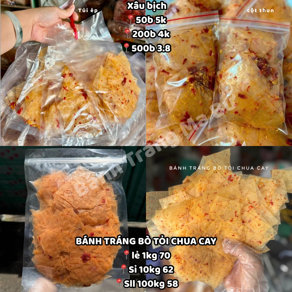 1kg Bánh tráng BÒ TỎI CHUA CAY