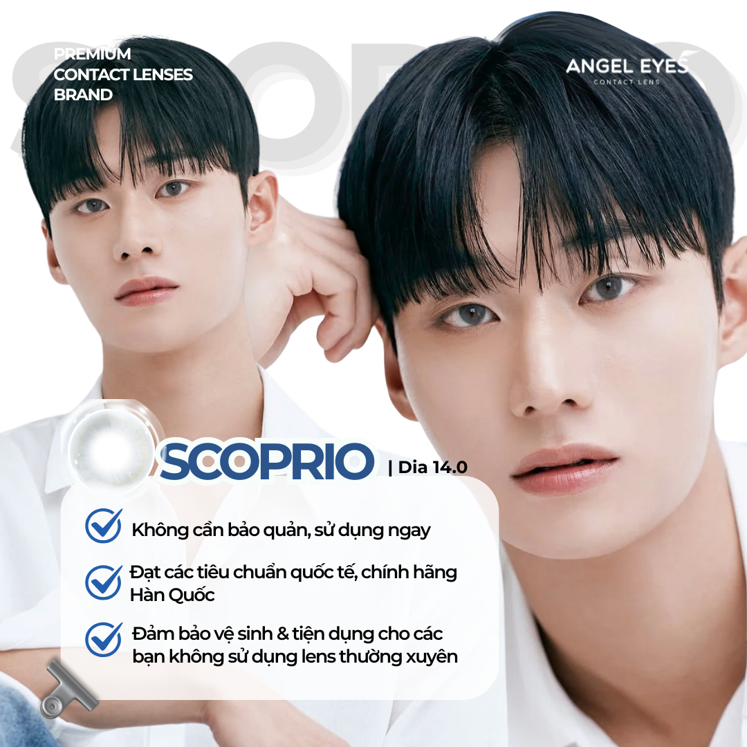 Lens xám áp tròng 1 ngày SCOPRIO - nhãn hiệu  Angel Eyes - Độ cận 0-10 - Dia 14.0mm