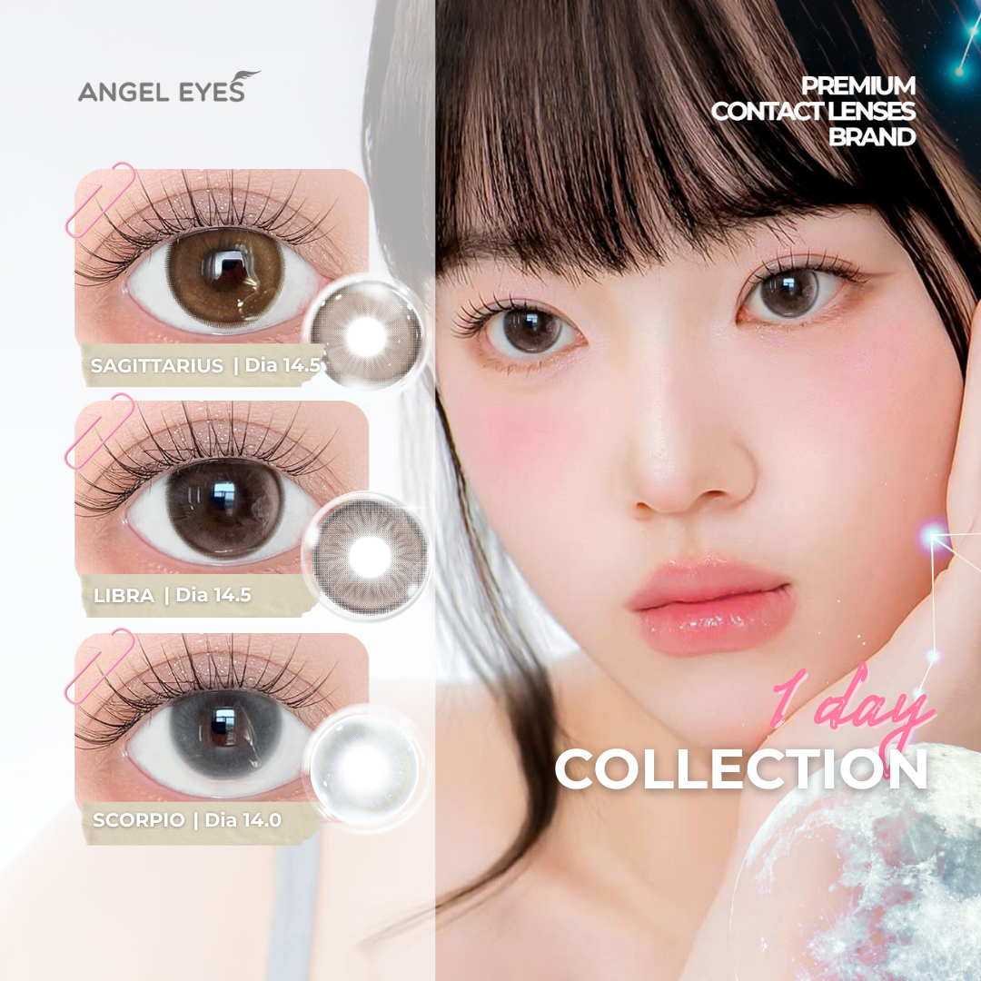 Lens 1 ngày màu có độ cận nâu giãn tròng tự nhiên SAGITTARIUS siêu ẩm nhãn hiệu Angel Eyes Hàn Quốc - Đường kính 14.5mm - Độ cận 0-10