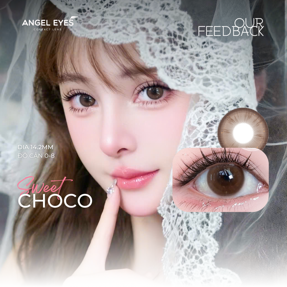 Lens nâu tự nhiên có độ Sweet Choco thương hiệu Angel Eyes đường kính 14.2mm | Độ cận 0-8