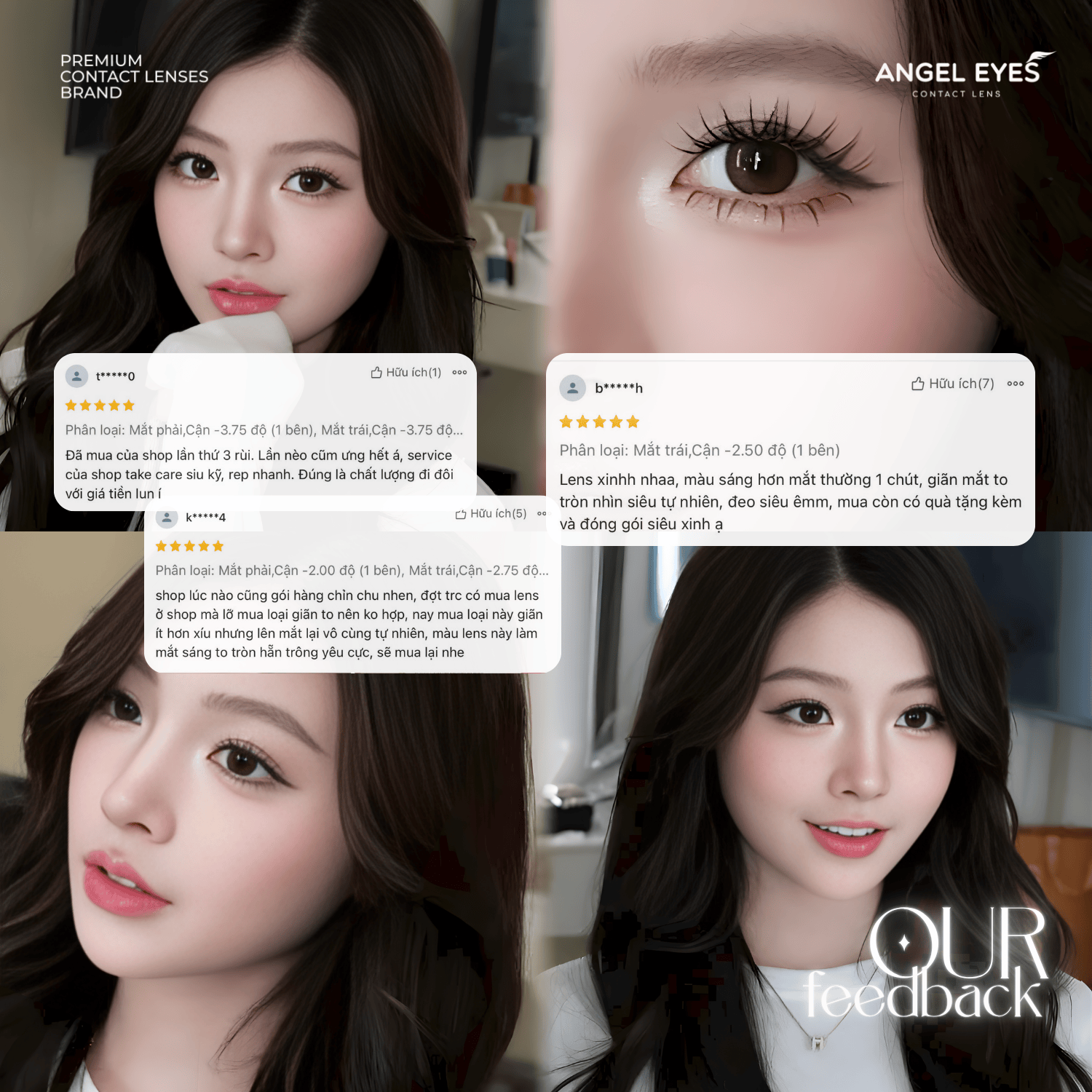 Lens nâu tự nhiên có độ Sweet Choco thương hiệu Angel Eyes đường kính 14.2mm | Độ cận 0-8