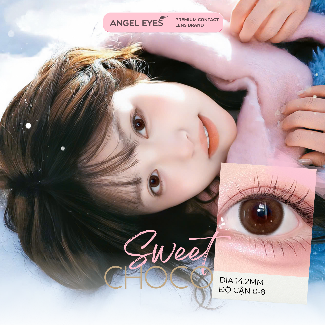 Lens nâu tự nhiên có độ Sweet Choco thương hiệu Angel Eyes đường kính 14.2mm | Độ cận 0-8