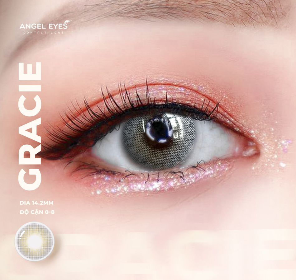 Lens 1 ngày màu có độ cận xám tây tự nhiên GRACIE siêu ẩm nhãn hiệu Angel Eyes Hàn Quốc - Đường kính 14.2mm - Độ cận 0-8
