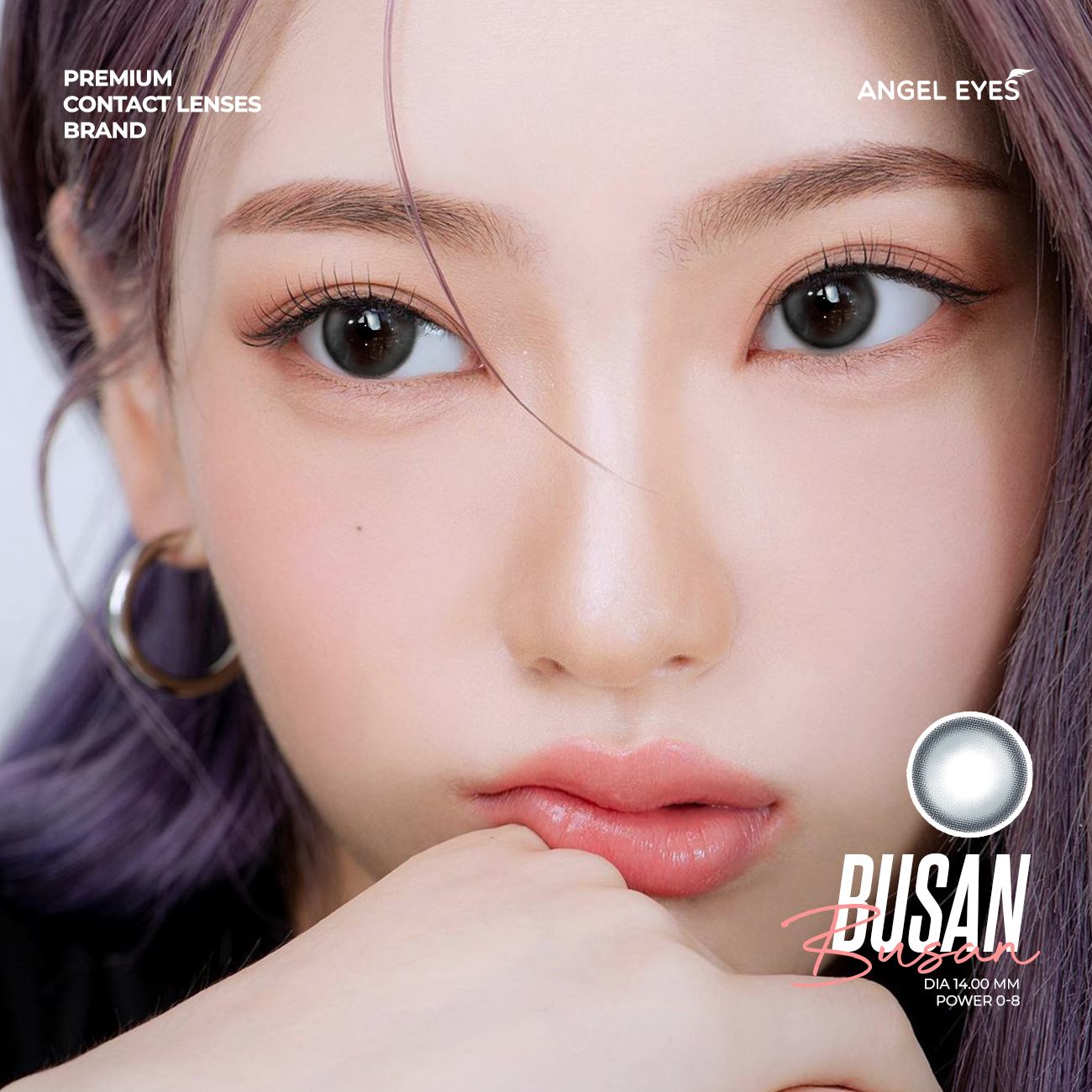 Lens xám có độ cận Angel Eyes BUSAN hiệu ứng loang màu như mắt ướt lens filter đang thịnh hành trên TikTok