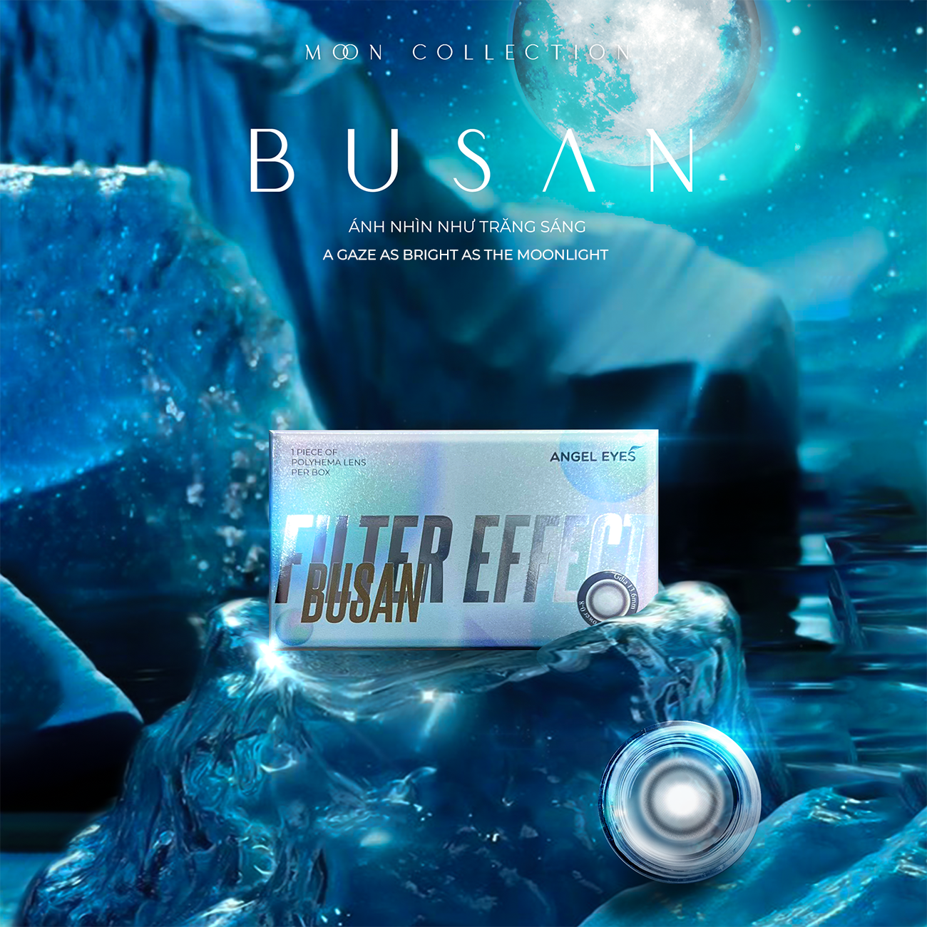 Lens xám có độ cận Angel Eyes BUSAN hiệu ứng loang màu như mắt ướt lens filter đang thịnh hành trên TikTok