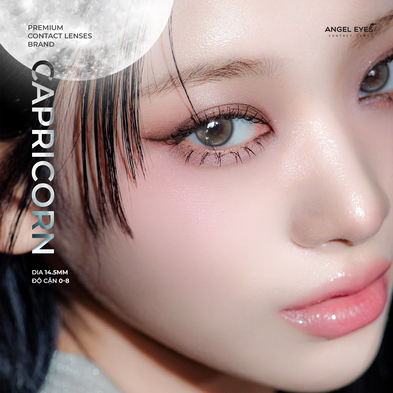 Lens xám có độ cận N'Rosa Capricon cho mắt thở cao cấp Angel Eyes phân phối | Độ cận 0-8 | Chất liệu MPC siêu ẩm
