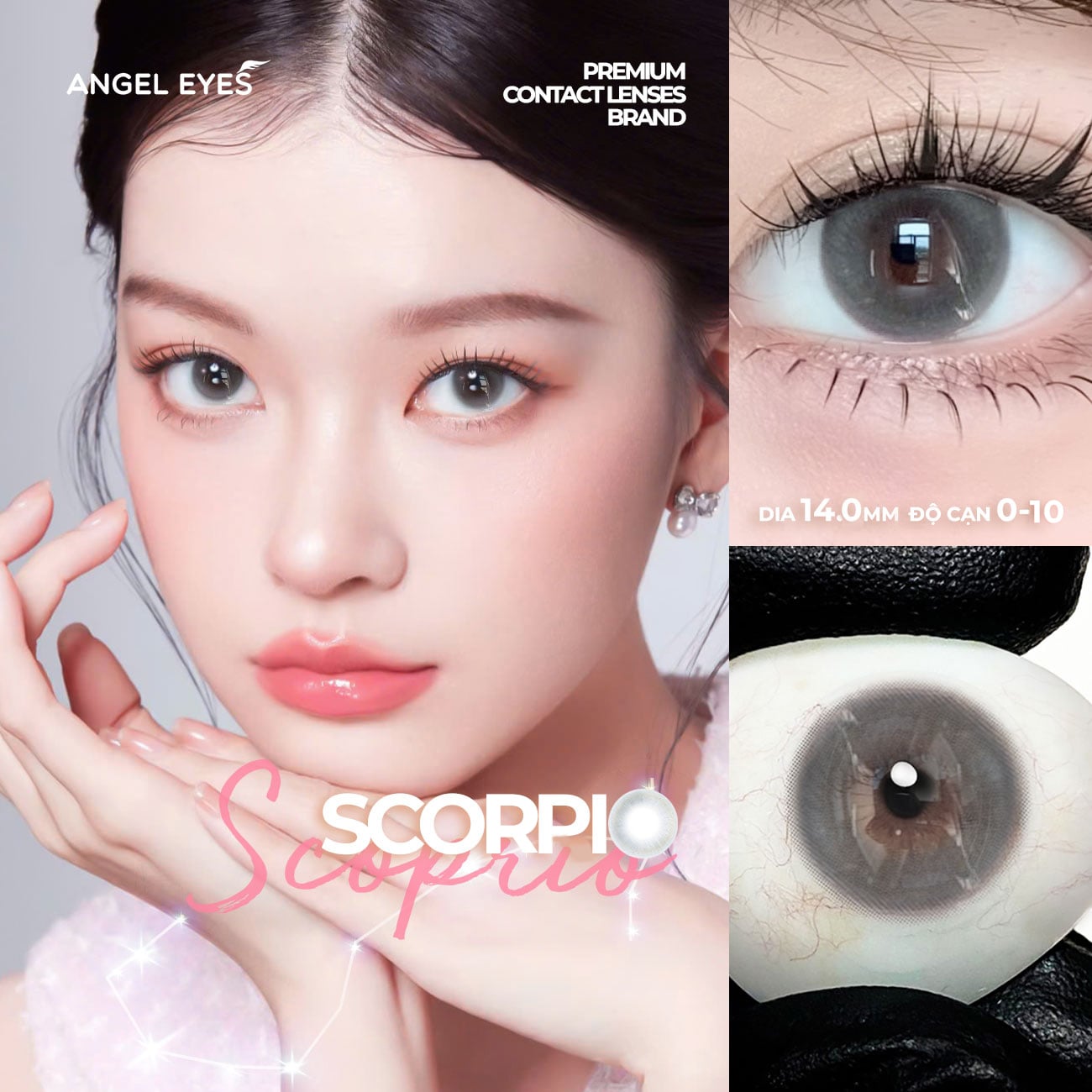 Lens xám áp tròng 1 ngày SCOPRIO - nhãn hiệu  Angel Eyes - Độ cận 0-10 - Dia 14.0mm