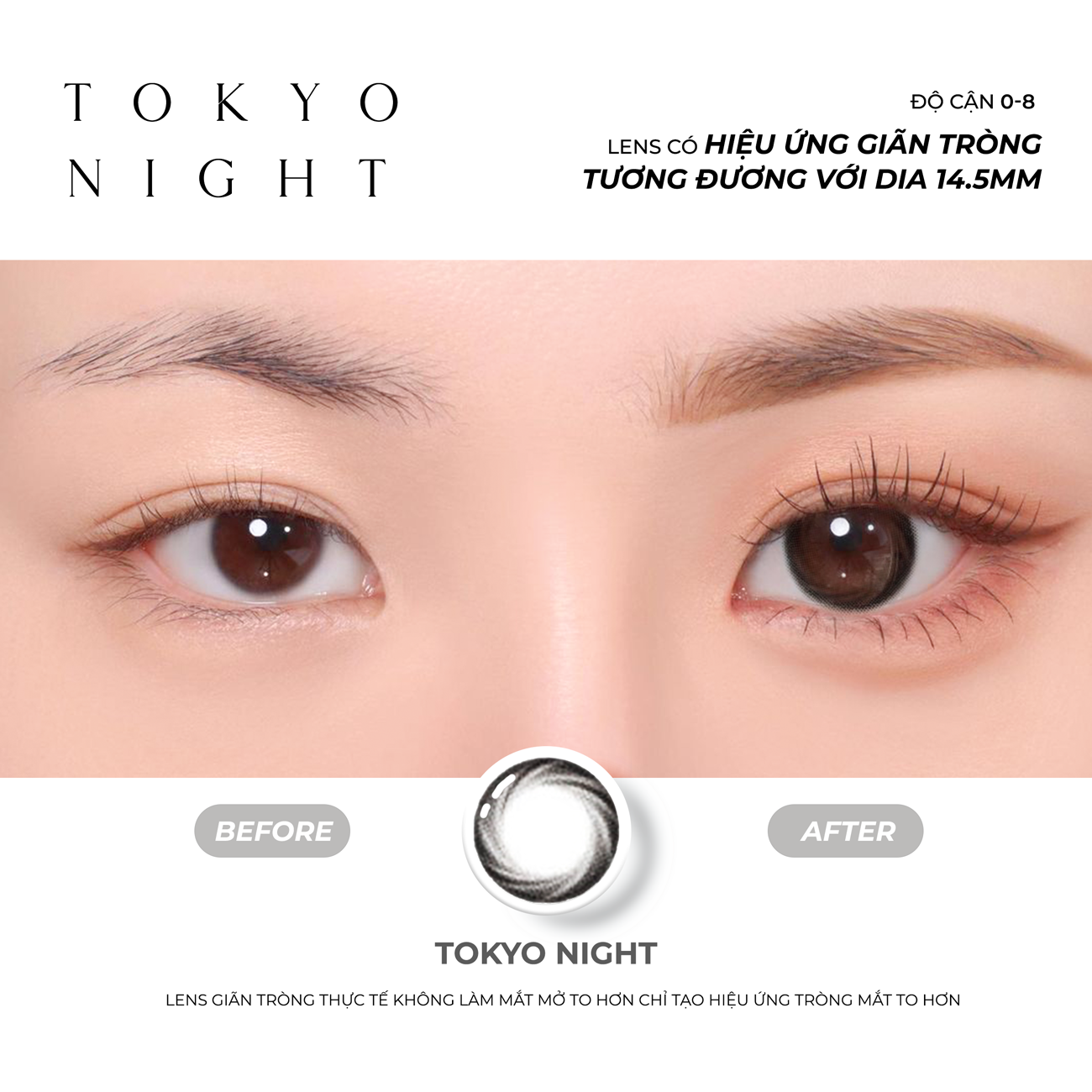 Lens đen áp tròng có độ cận Tokyo Night nhãn hiệu Angel Eyes ( Độ cận 0-8 độ ) - Dia 14.0mm