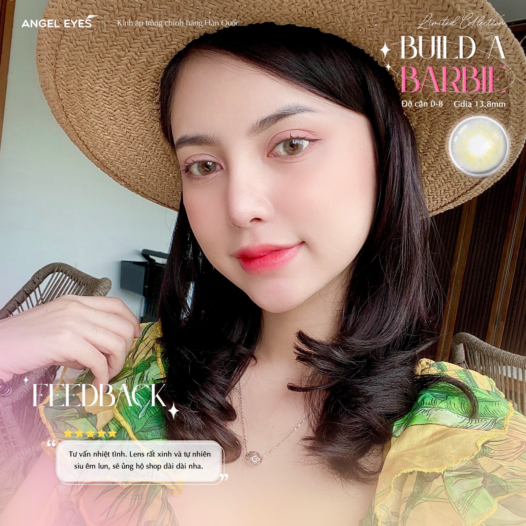 Kính áp tròng xám tây tự nhiên Build A Barbie