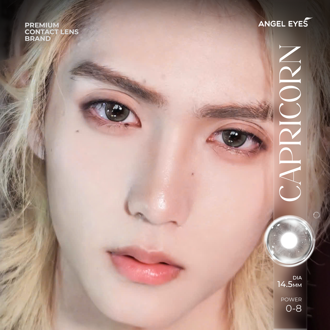 Lens xám có độ cận N'Rosa Capricon cho mắt thở cao cấp Angel Eyes phân phối | Độ cận 0-8 | Chất liệu MPC siêu ẩm