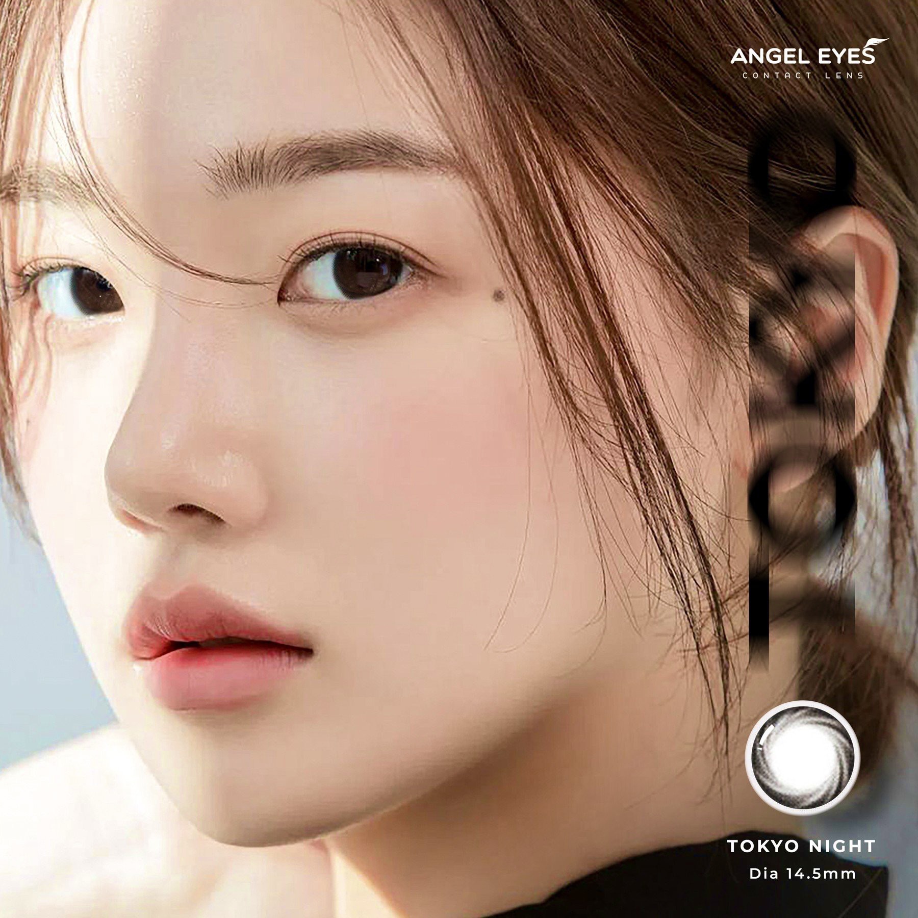 Lens đen áp tròng có độ cận Tokyo Night nhãn hiệu Angel Eyes ( Độ cận 0-8 độ ) - Dia 14.0mm