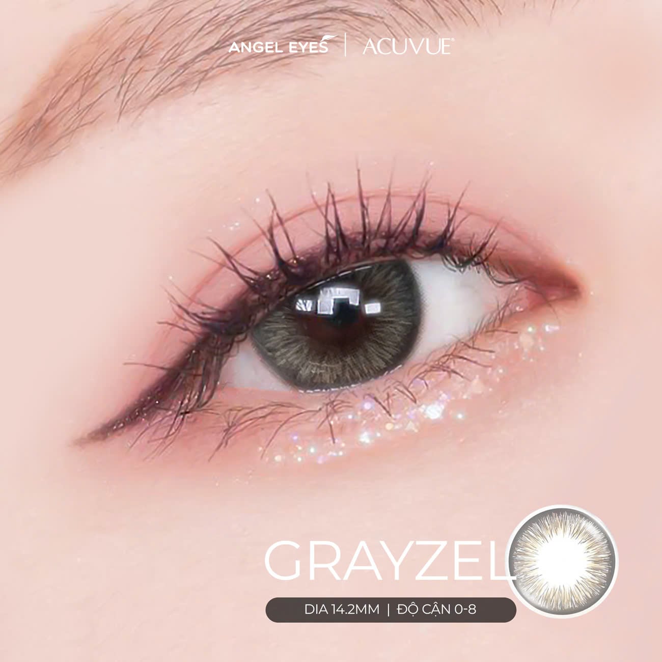 [Chính hãng] Kính áp tròng 1 ngày màu xám và nâu tự nhiên ACUVUE Define Angel Eyes phân phối chính hãng độ cận 0-9