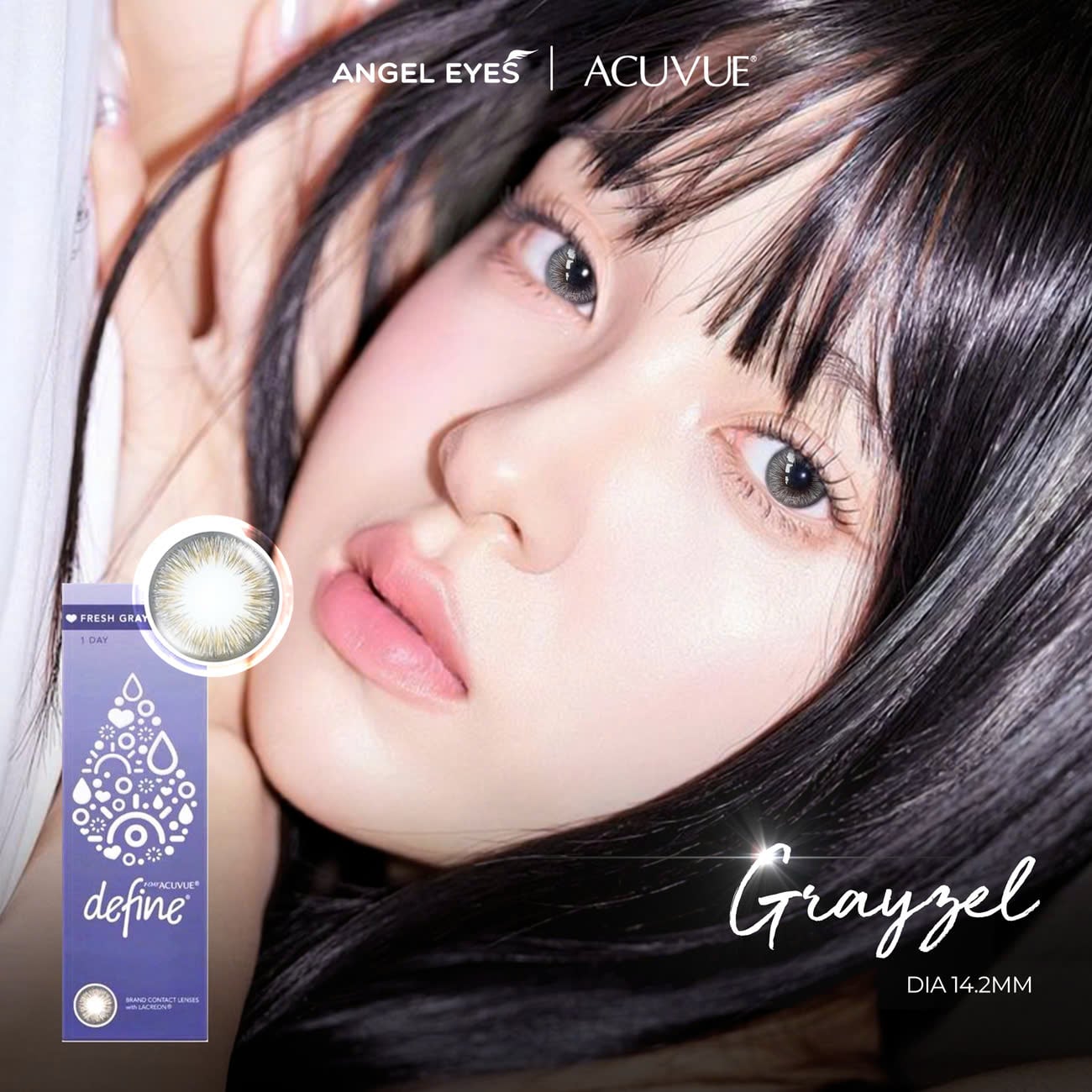 [Chính hãng] Kính áp tròng 1 ngày màu xám và nâu tự nhiên ACUVUE Define Angel Eyes phân phối chính hãng độ cận 0-9