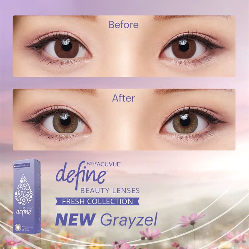 [Chính hãng] Kính áp tròng 1 ngày màu xám và nâu tự nhiên ACUVUE Define Angel Eyes phân phối chính hãng độ cận 0-9