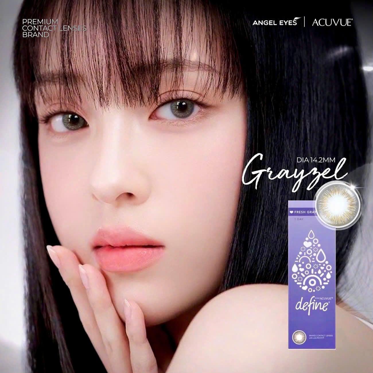 [Chính hãng] Kính áp tròng 1 ngày màu xám và nâu tự nhiên ACUVUE Define Angel Eyes phân phối chính hãng độ cận 0-9