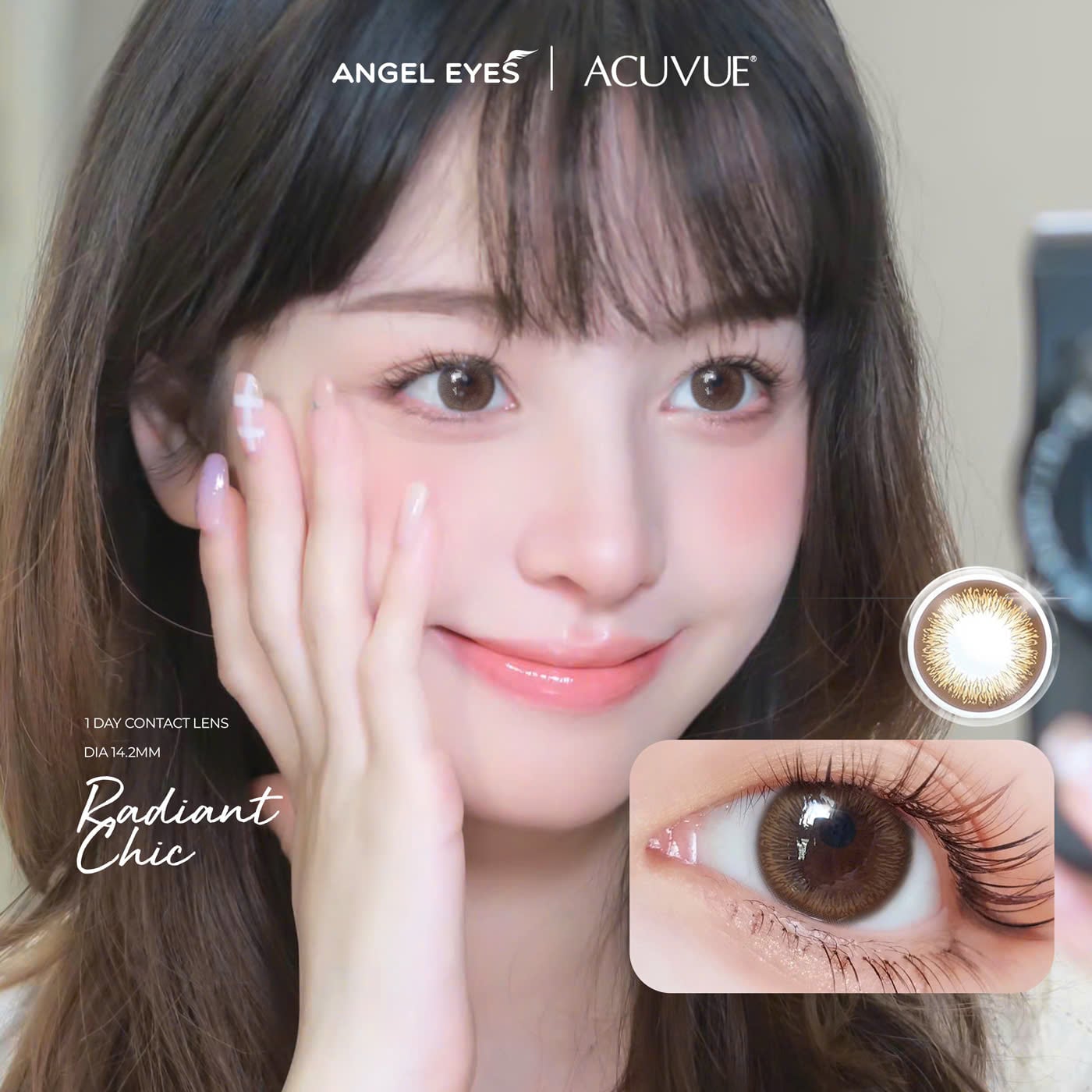 [Chính hãng] Kính áp tròng 1 ngày màu xám và nâu tự nhiên ACUVUE Define Angel Eyes phân phối chính hãng độ cận 0-9