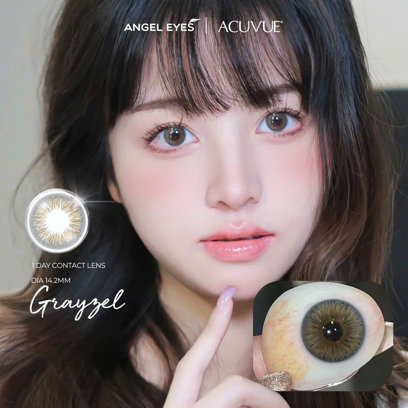 [Chính hãng] Kính áp tròng 1 ngày màu xám và nâu tự nhiên ACUVUE Define Angel Eyes phân phối chính hãng độ cận 0-9