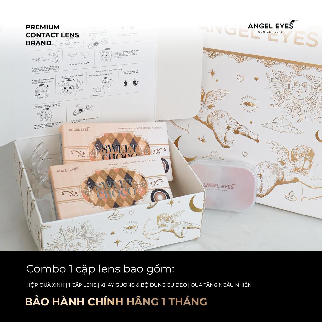 Lens nâu tự nhiên có độ Sweet Choco thương hiệu Angel Eyes đường kính 14.2mm | Độ cận 0-8