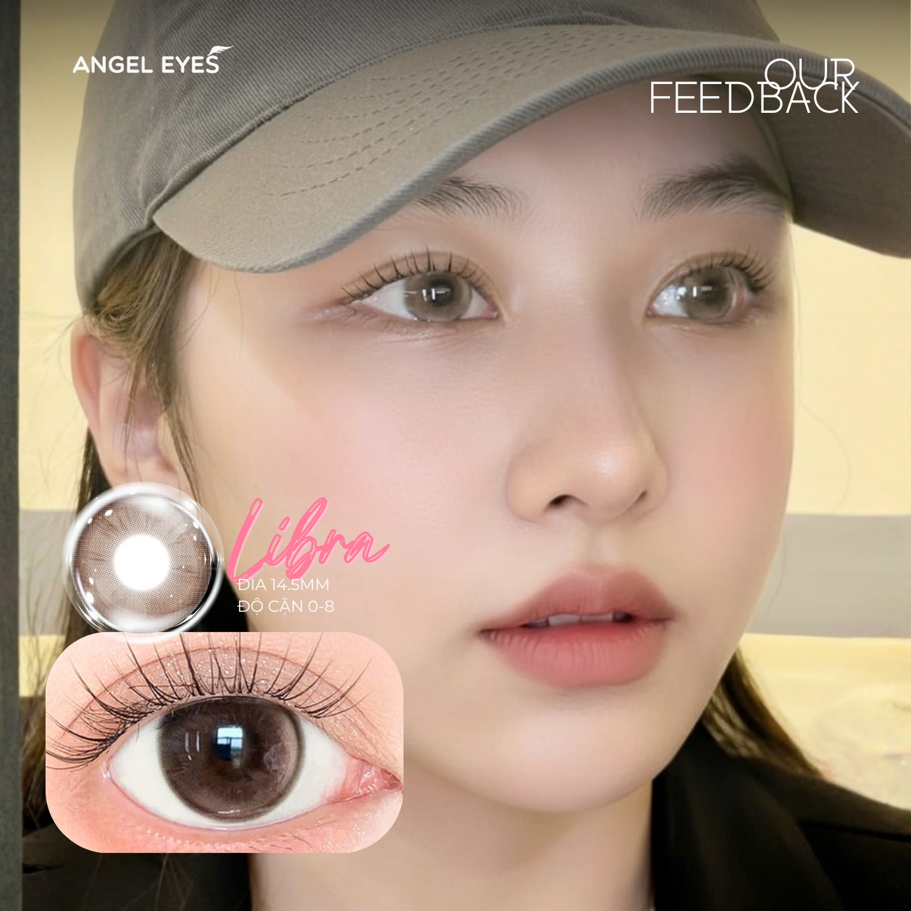 Lens 1 ngày màu có độ cận nâu giãn tròng tự nhiên LIBRA siêu ẩm nhãn hiệu Angel Eyes Hàn Quốc - Đường kính 14.0mm - Độ cận 0-10