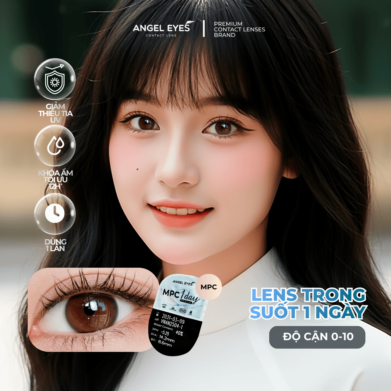 LENS 1 NGÀY TRONG SUỐT | LENS 1 NGÀY KHÔNG MÀU ANGEL EYES