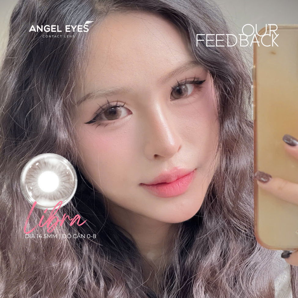 Lens 1 ngày màu có độ cận nâu giãn tròng tự nhiên LIBRA siêu ẩm nhãn hiệu Angel Eyes Hàn Quốc - Đường kính 14.0mm - Độ cận 0-10