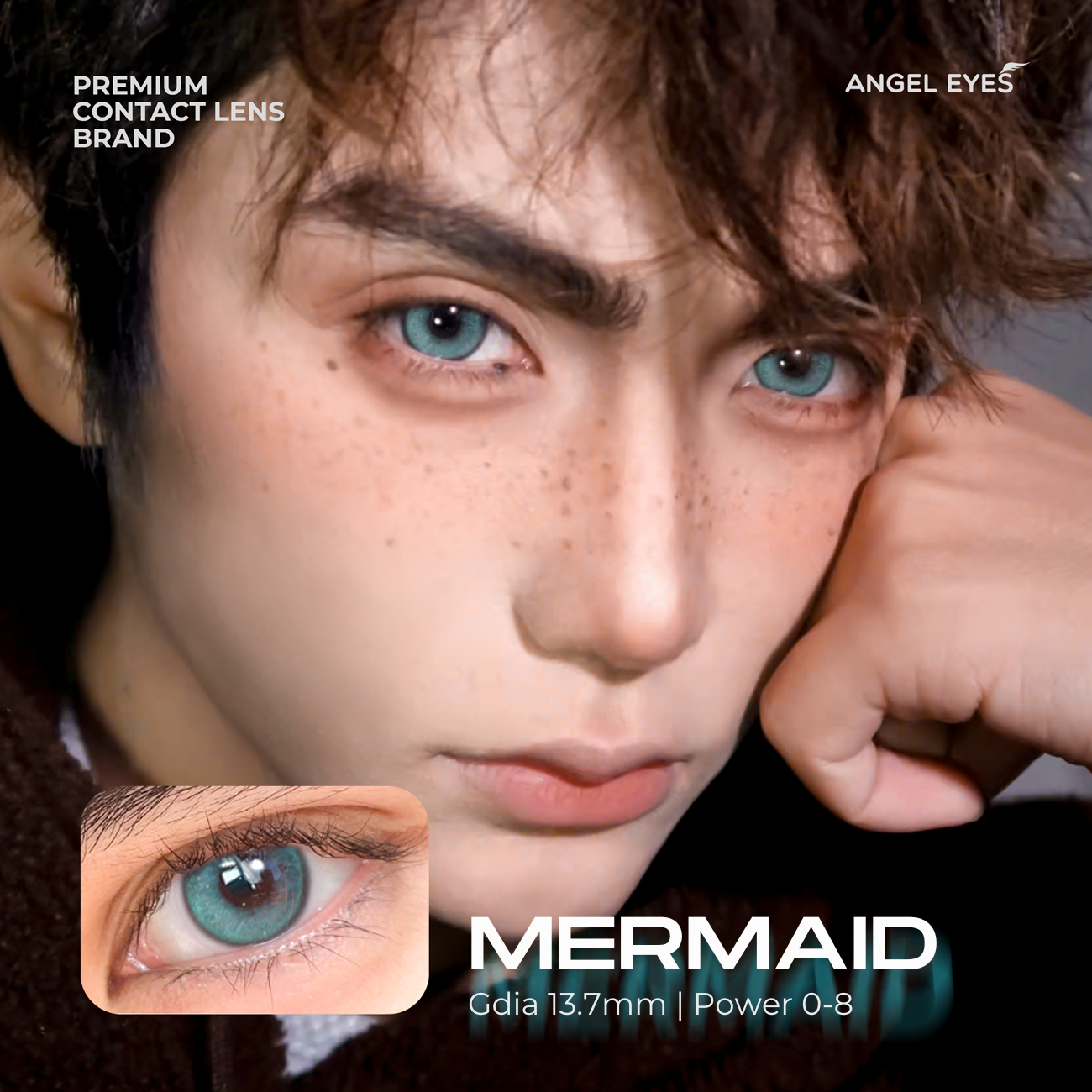 Lens xanh dương Mermaid thương hiệu Angel Eyes | Dia 14.5mm | GDia 13.7mm | Độ cận 0-8