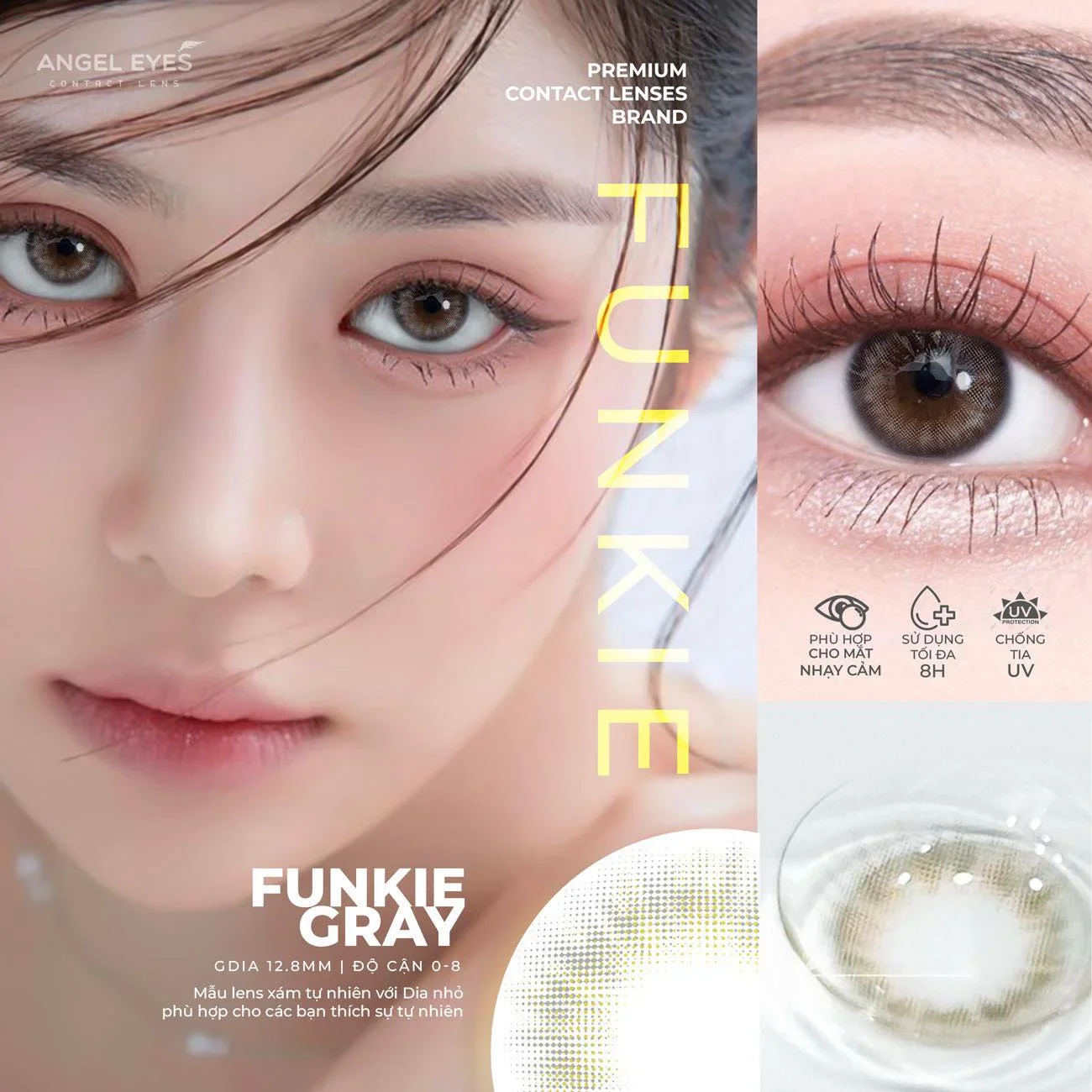 Kính áp tròng xám tây tự nhiên Funkie