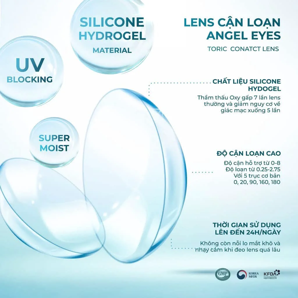 Kính áp tròng loạn thị trong suốt Cao Cấp Hàn Quốc - sử dụng 24h