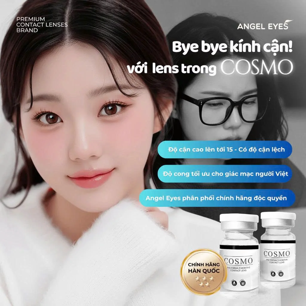 Lens trong suốt cận Cosmo Hàn Quốc độ 0-15