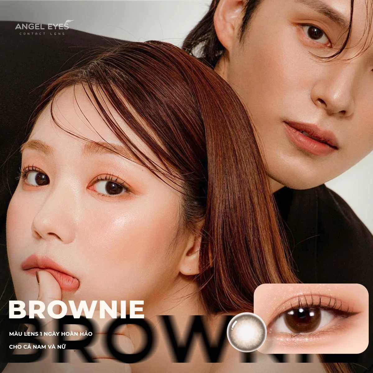 Lens 1 ngày màu Nâu Brownie Angel Eyes - Đường kính 14.2mm - Độ cận 0-8