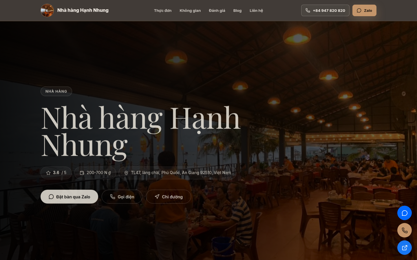 Template Nhà hàng Premium Dark